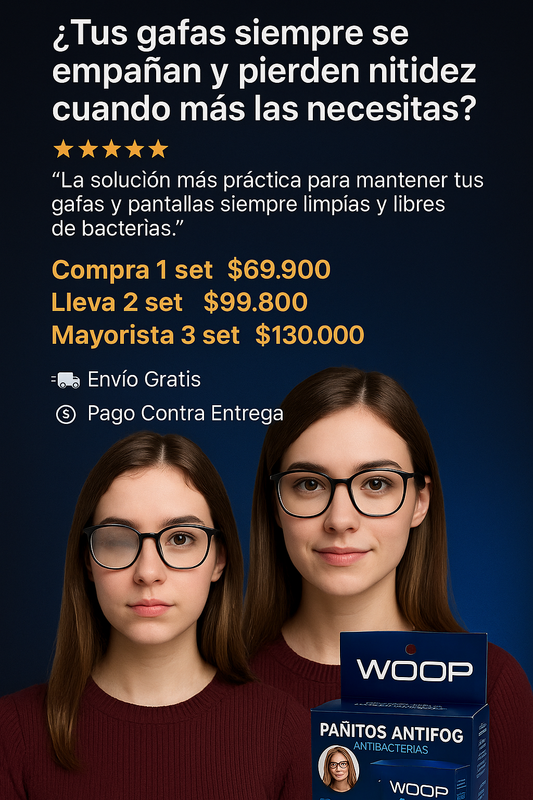 "WOOP" PAÑITOS ANTIBACTERIALES Y ANTIEMPAÑANTES CAJA X 30 UNIDADES